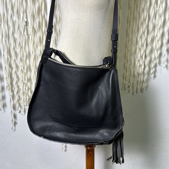 All Saints Black Pebbled Leather Mori Convertible Shoulder Bag /Satchel - Picture 4 of 16